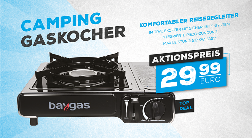 MaxiShop Camping Gaskocher Baygas Angebot 07-26